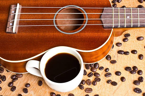 istock Coffee  and Ukulele on wood background 501442883