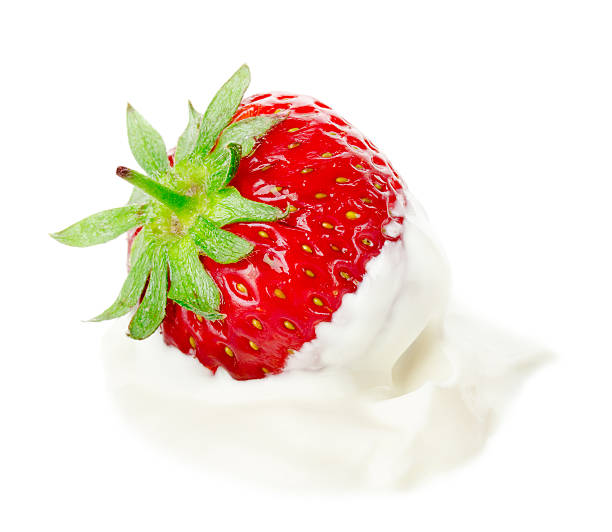 istock fresh strawberry with cream isolated on white background 501443341