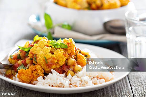 Vegan Curry With Chickpeas And Vegetables Stock Photo - Download Image Now - Asian Culture, Bowl, Chick-Pea