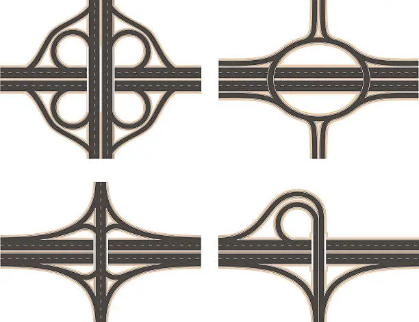 Vector illustration of Road Interchange Set