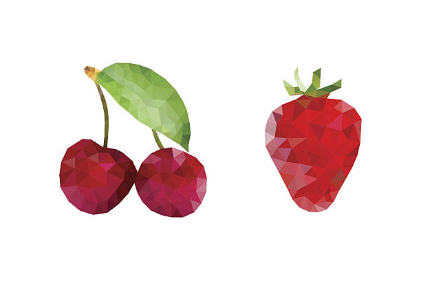 illustrations, cliparts, dessins animés et icônes de polygonal berry-fraises et cerise - grape nature design berry fruit