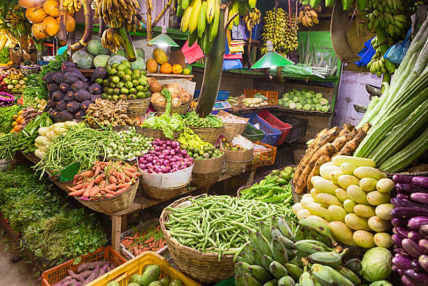 Greengrocer Shop, Nuwara Eliya Central Market, Sri Lanka Local market in Nuwara Eliya, Sri Lanka nuwara eliya stock pictures, royalty-free photos & images