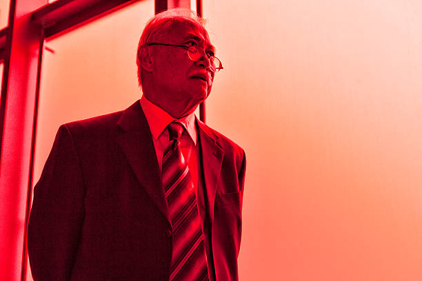 Business man sees nothing but red. Taken in the red room at Seattle's City Hall 