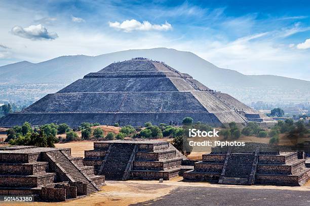 Panorama Of Teotihuacan Pyramids Stock Photo - Download Image Now - Mexico, Teotihuacan, Pyramid