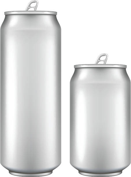 Aluminum beer / soda can with blank surface in two sizes. vector art illustration