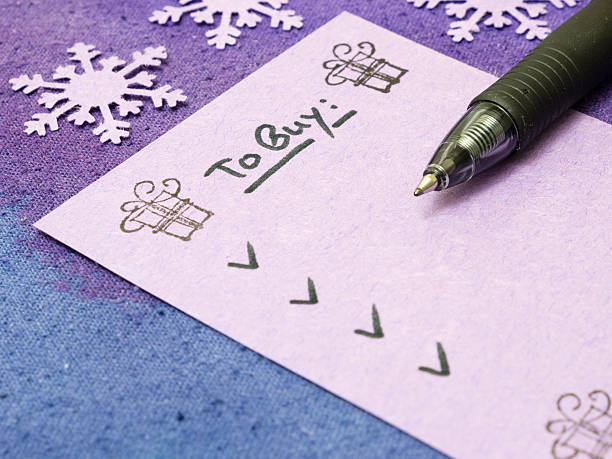To buy list for holidays stock photo