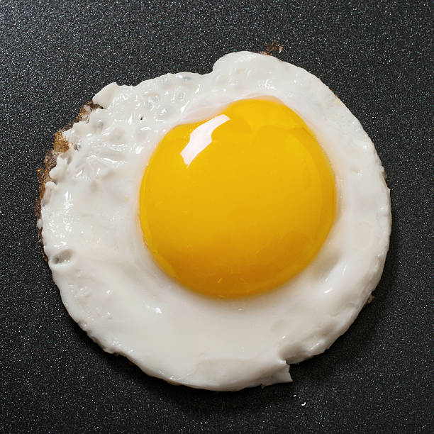 istock Fried egg in a frying pan with non-stick coating 501465072