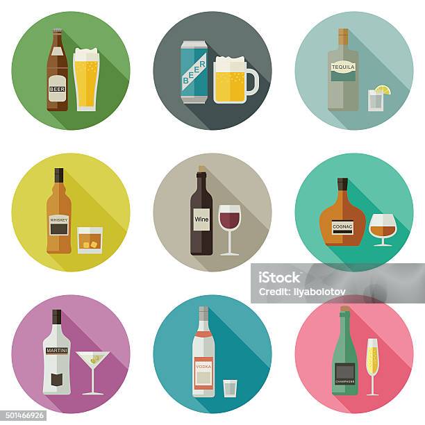 Beverages And Drinks Icons Stock Illustration - Download Image Now - Alcohol - Drink, Icon Symbol, Bottle
