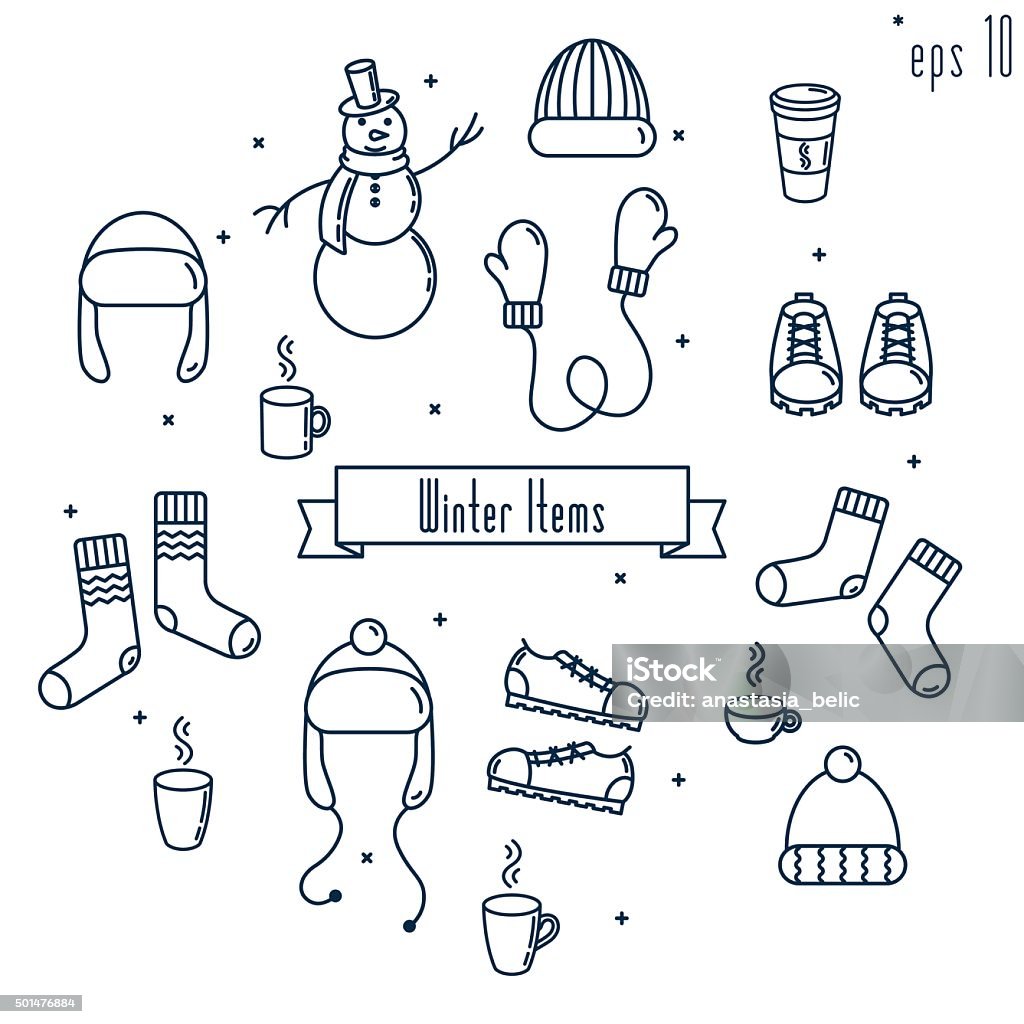 Winter Vector Items Winter Items Stock Illustration - Download Image Now - Computer Graphic ...