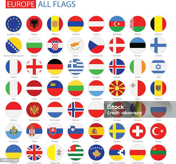 Плоские Круглые Метки Европыполный Векторная Коллекция — стоковая векторная графика и другие изображения на тему Флаг Европейского союза