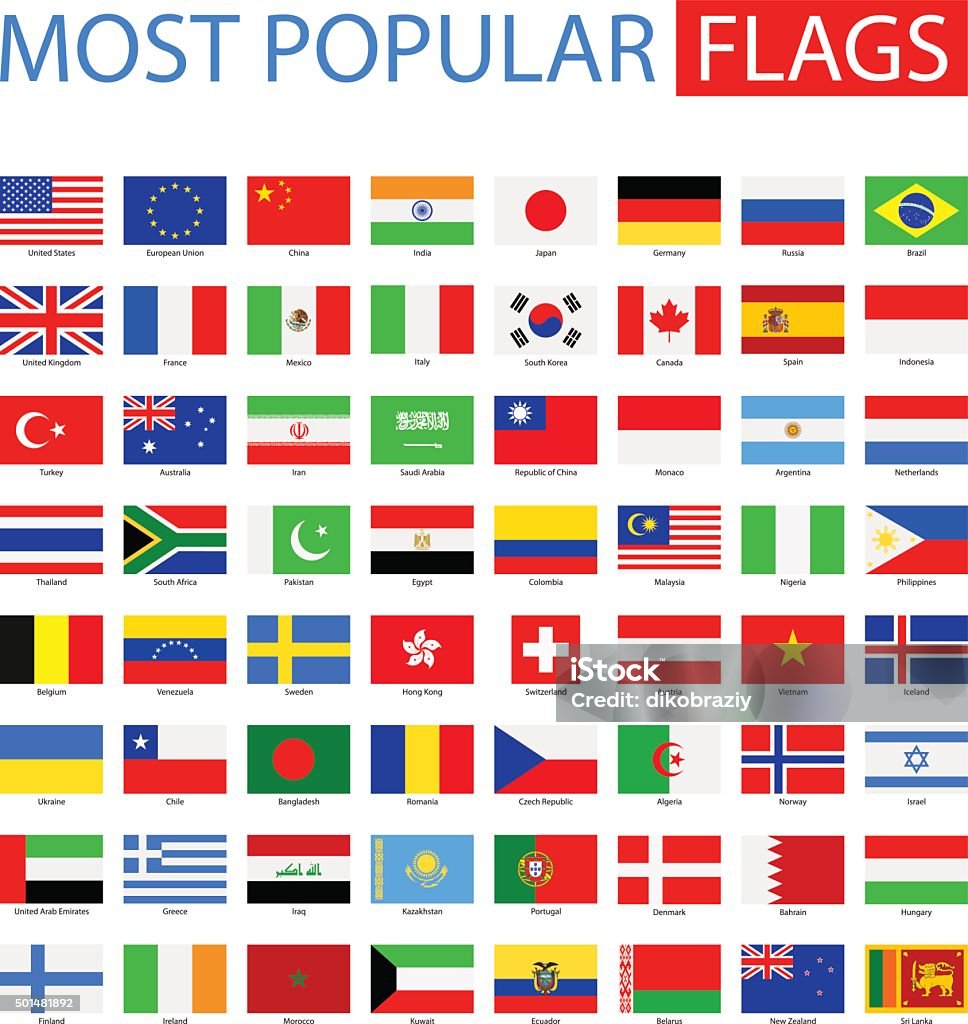 Most Popular Flags - Vector Collection Vector Set of Flat National Flags National Flag stock vector