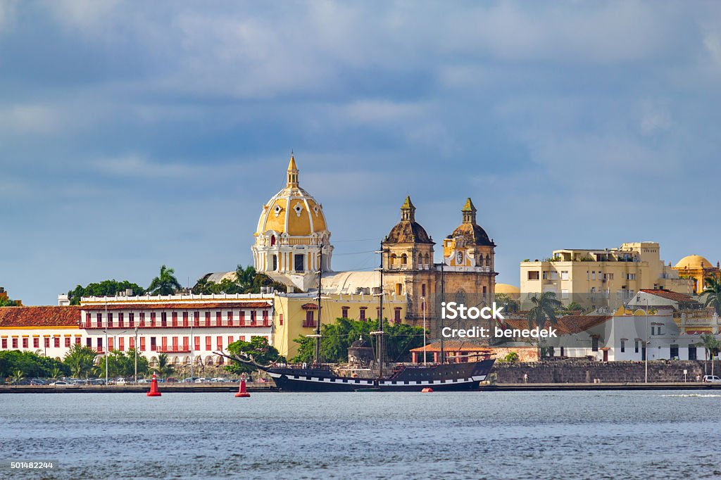 Cityscape of Cartagena Colombia with Church of Saint Peter Claver Cityscape photo of old town Cartagena, Colombia with the Church of Saint Peter Claver. Cartagena - Colombia Stock Photo