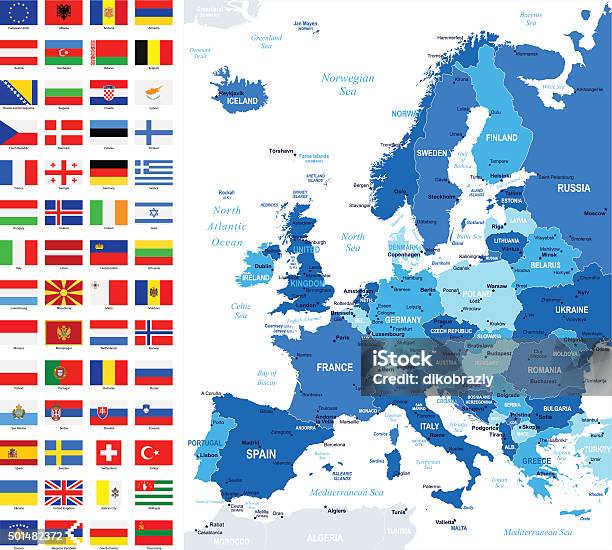 Ilustración de Mapa De Europay Banderas Completa Colección De Vectores y más Vectores Libres de Derechos de Mapa