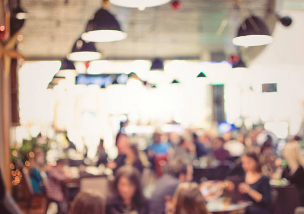 Blurred background : Vintage filter ,People in Coffee shop blur background with bokeh