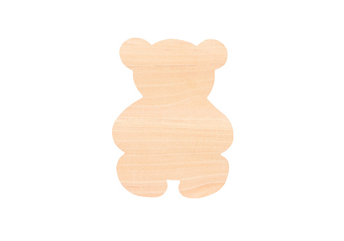 Christmas wooden bear toy, isolated on white background