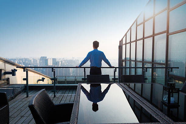 istock Businessman looking at cityscape 501502904