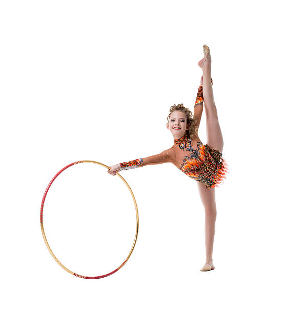 istock Smiling little gymnast dancing with hoop 501504928