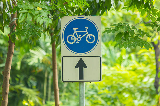istock Bicycle sign in public park. 501507210