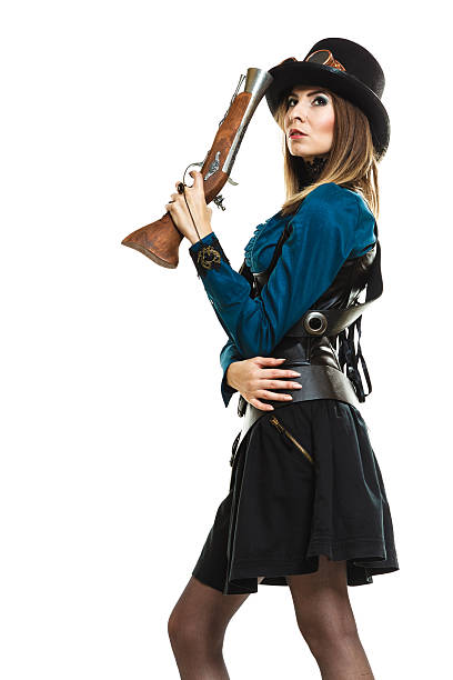 istock Steampunk girl with rifle. 501507364