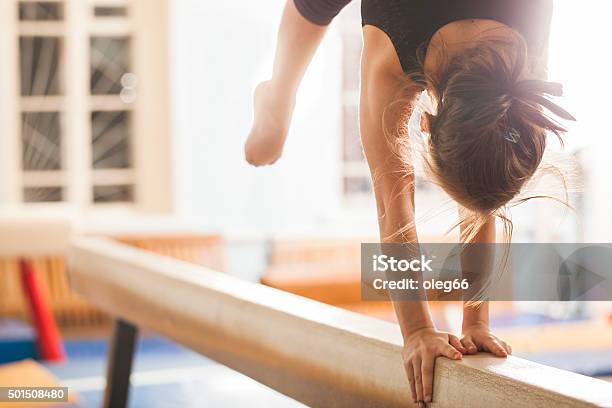 Teen Girl In A Sports Hall Stock Photo - Download Image Now - Gymnastics, Child, Teenager