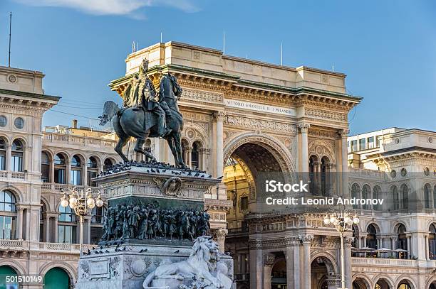 Vittorio Emanuele Ii Statues In Milan Stock Photo - Download Image Now - Galleria Vittorio Emanuele II, Ancient, Antique