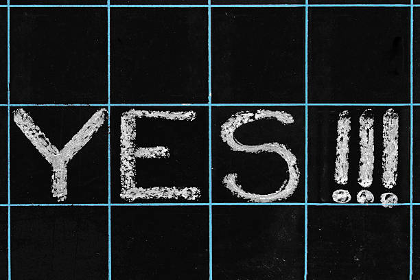 istock yes word handwritten on black chalkboard 501510219