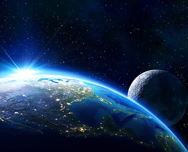 istock earth Usa, horizon and moon 501510713