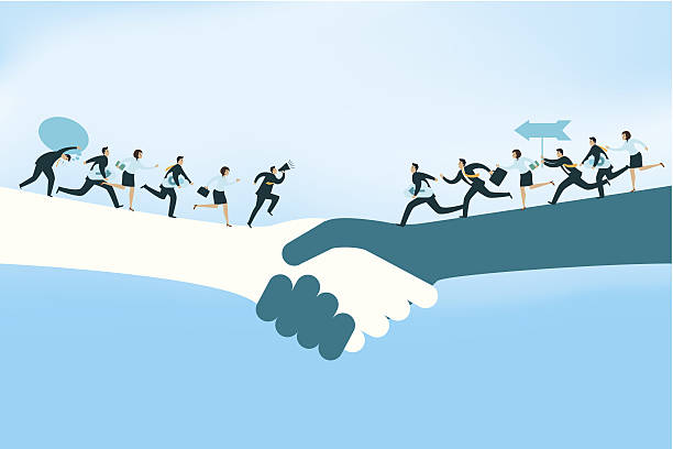 illustrazioni stock, clip art, cartoni animati e icone di tendenza di partnership - handshake human hand business relationship business