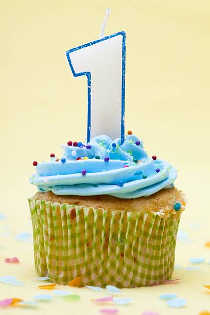 istock close up image of a cupcake with birthday candle 501512712