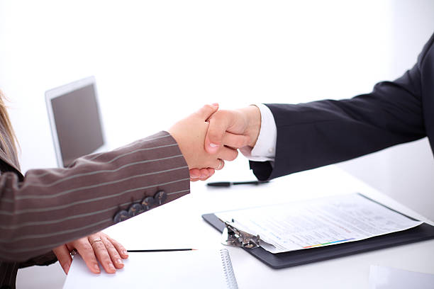 istock Business people shaking hands, standing 501513016