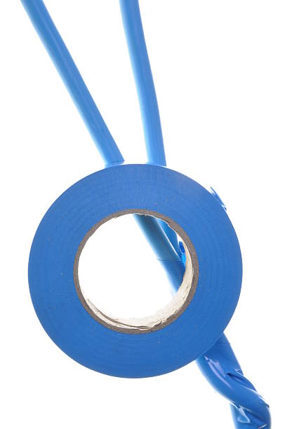 istock Blue electric cables with insulating tape 501514915