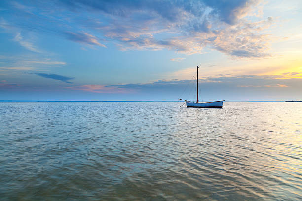 Lonely boat moored in the Bay of Puck - Poland
