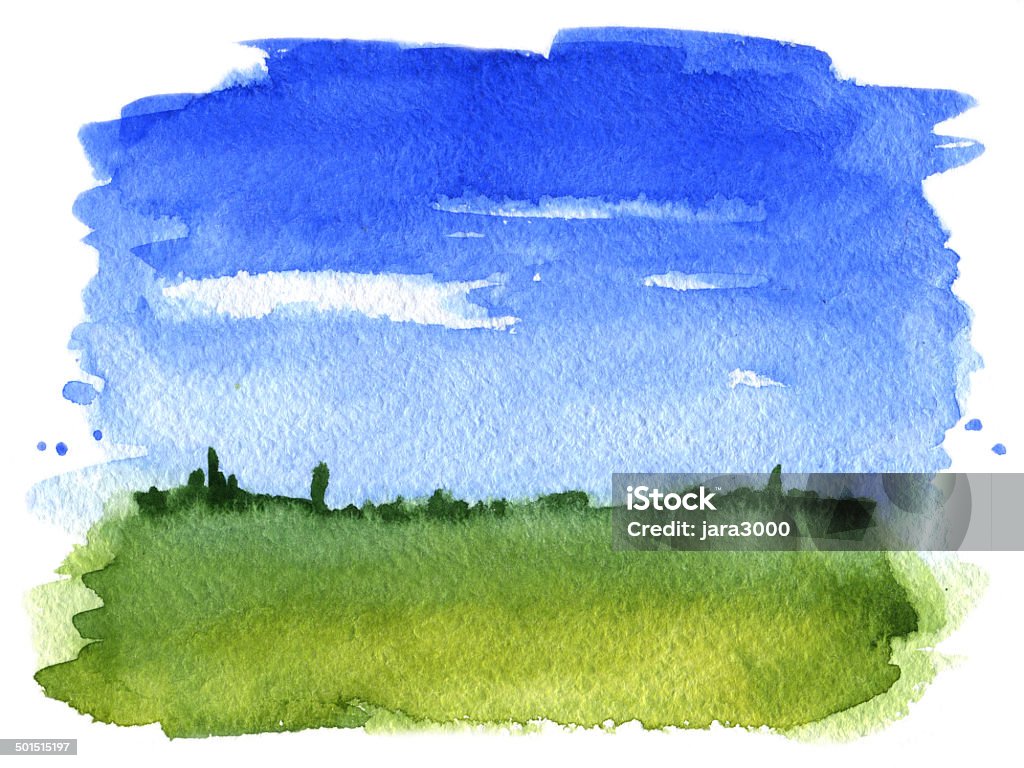 Sommer-Landschaft, Aquarell - Lizenzfrei Aquarell Stock-Illustration