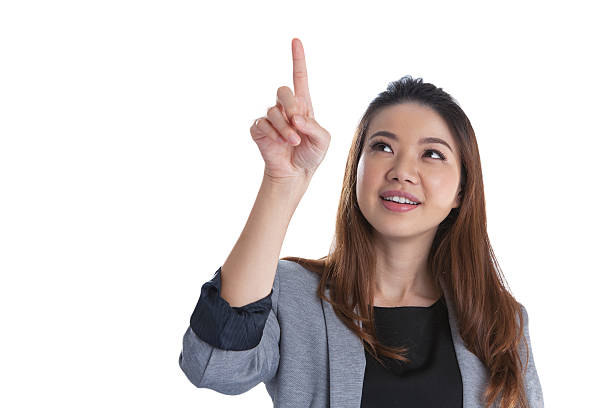 istock Pressing button business woman 501515405