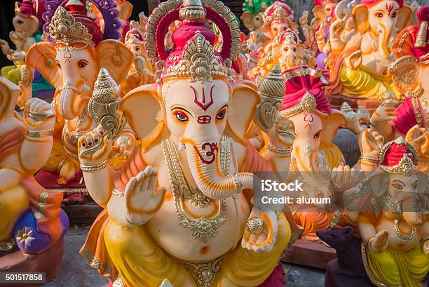 Hindu God Ganesha Statues India Stock Photo - Download Image Now - Ganesh Chaturthi, Elephant, Variation