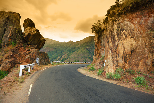 Good road in the mountains, Munnar, Kerala, India