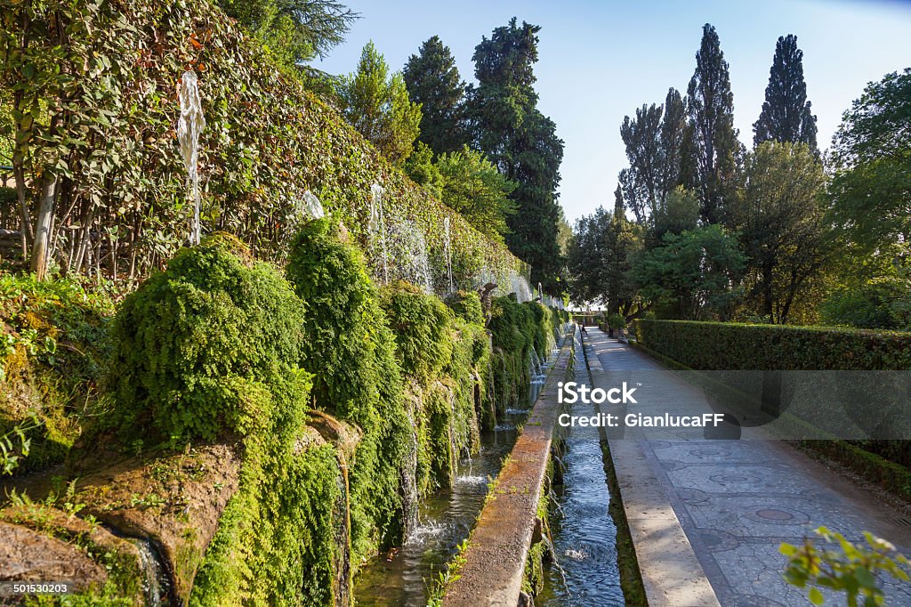 fountain and garden in Tivoli  Rome Italy fountain and garden in Tivoli  Rome Italyfountain and garden in Tivoli  Rome Italy Antiquities Stock Photo