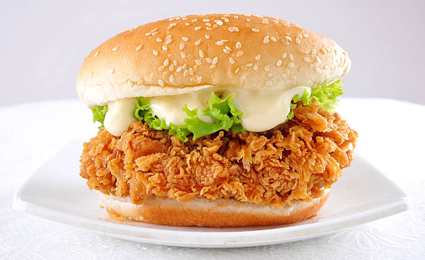 Zinger Burger-5 Crispy Chicken Burger mayonnaise stock pictures, royalty-free photos & images