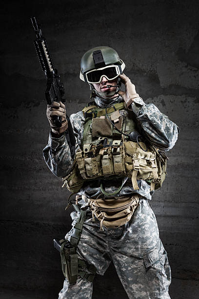 istock American Soldier talking via radio 501531561