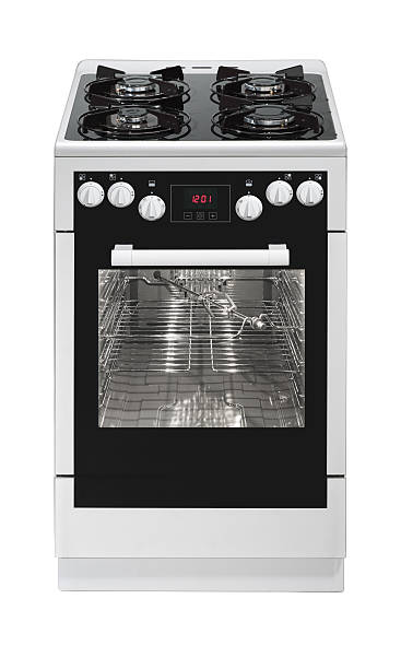 istock White and black gas stove with elecrtic oven. 501535079