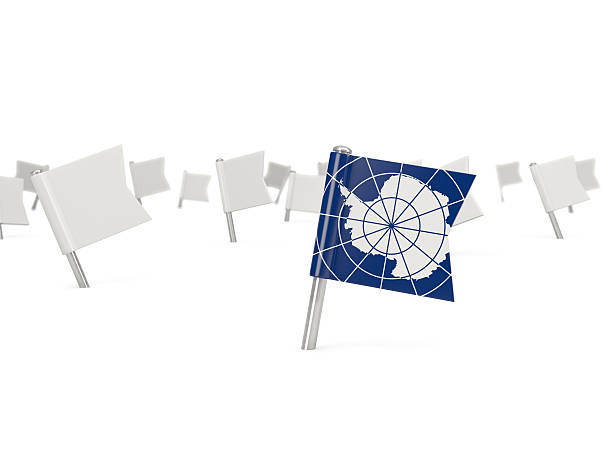istock Square pin with flag of antarctica 501536064