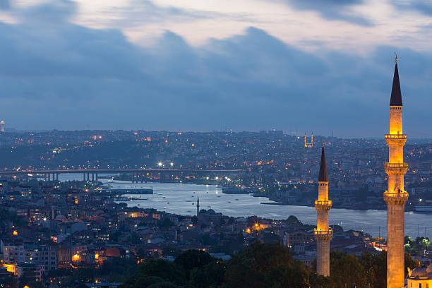Beautiful Suleymaniye Mosque and golden horn at twilight Beautiful Suleymaniye Mosque & golden horn at twilight bogaz stock pictures, royalty-free photos & images
