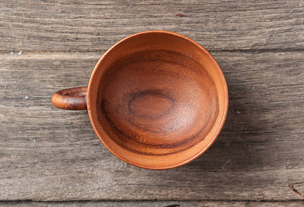 istock Wooden tea cup on table wood 501536508