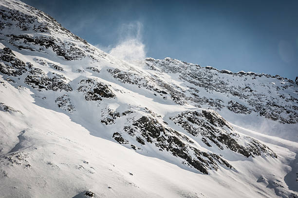 istock Mountain ridge with wind blowing off some snow 501537729