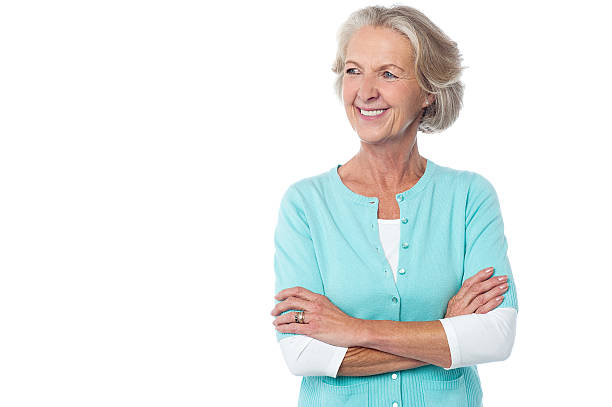 istock Old lady in casual wear looking away 501537801