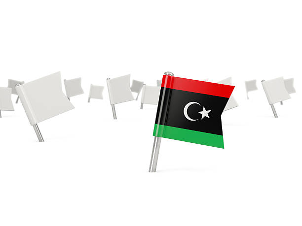 square pin flaga libii - libya flag libyan flag three dimensional shape zdjęcia i obrazy z banku zdjęć