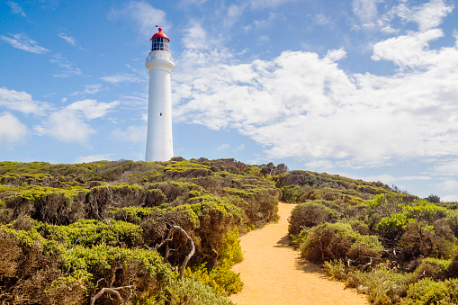Split Point Lighthouse, located at Aireys Inlet, along the Great Ocean Road, Victoria, Australia.