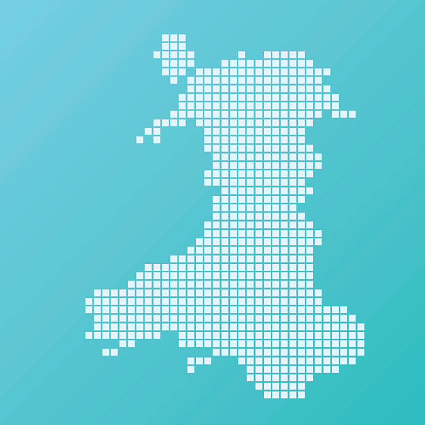 wales map basic square pattern turquoise - wales stock illustrations