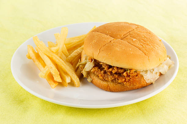 istock crispy chicken burger with french fried 501547395