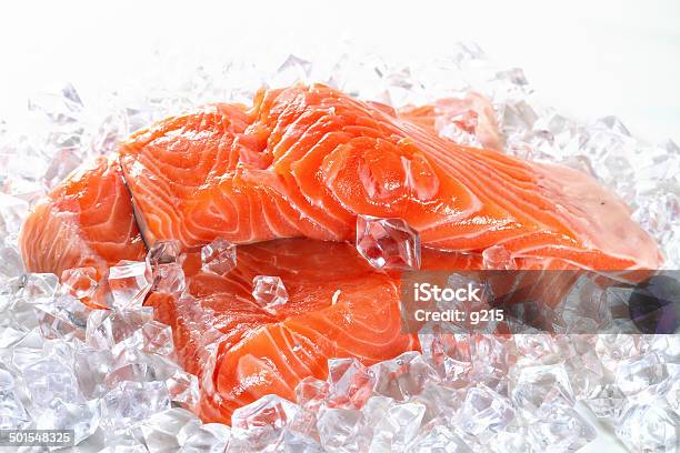 Salmon On Ice Stock Photo - Download Image Now - Ice, Salmon - Seafood, Fish